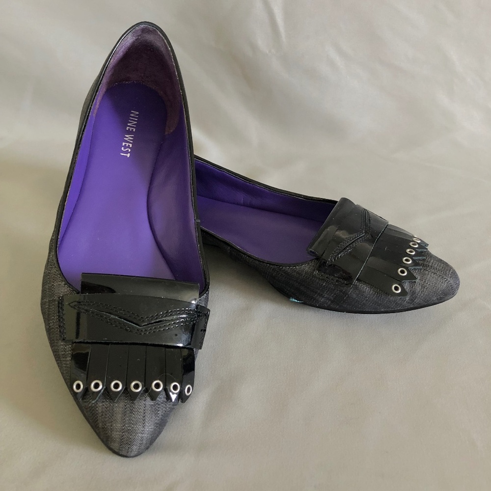 Nine West Simon Says Flats with Gray/Black Fabric (Mismatch Sizes: 7 & 7.5)